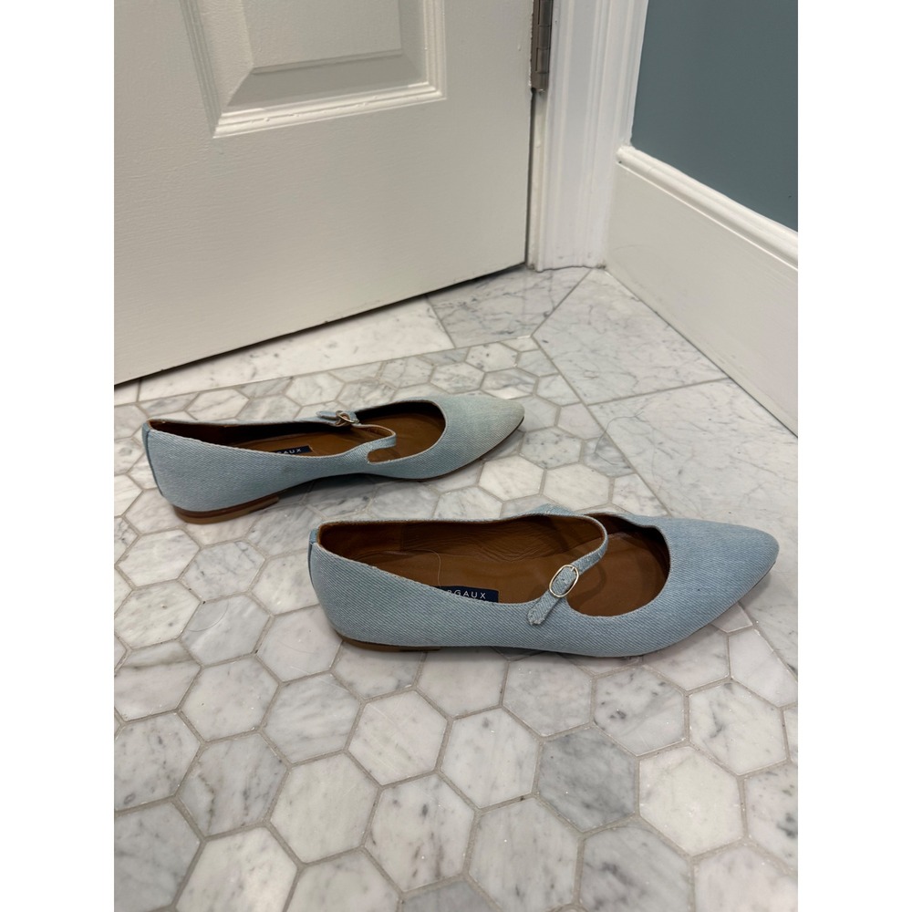 Margaux The Mary Jane Sky Blue Denim  Pointed Toe Flat  9.5 - Picture 3 of 6